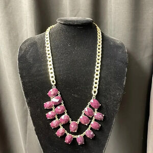 Purple Stone‎ Gold Link Necklace